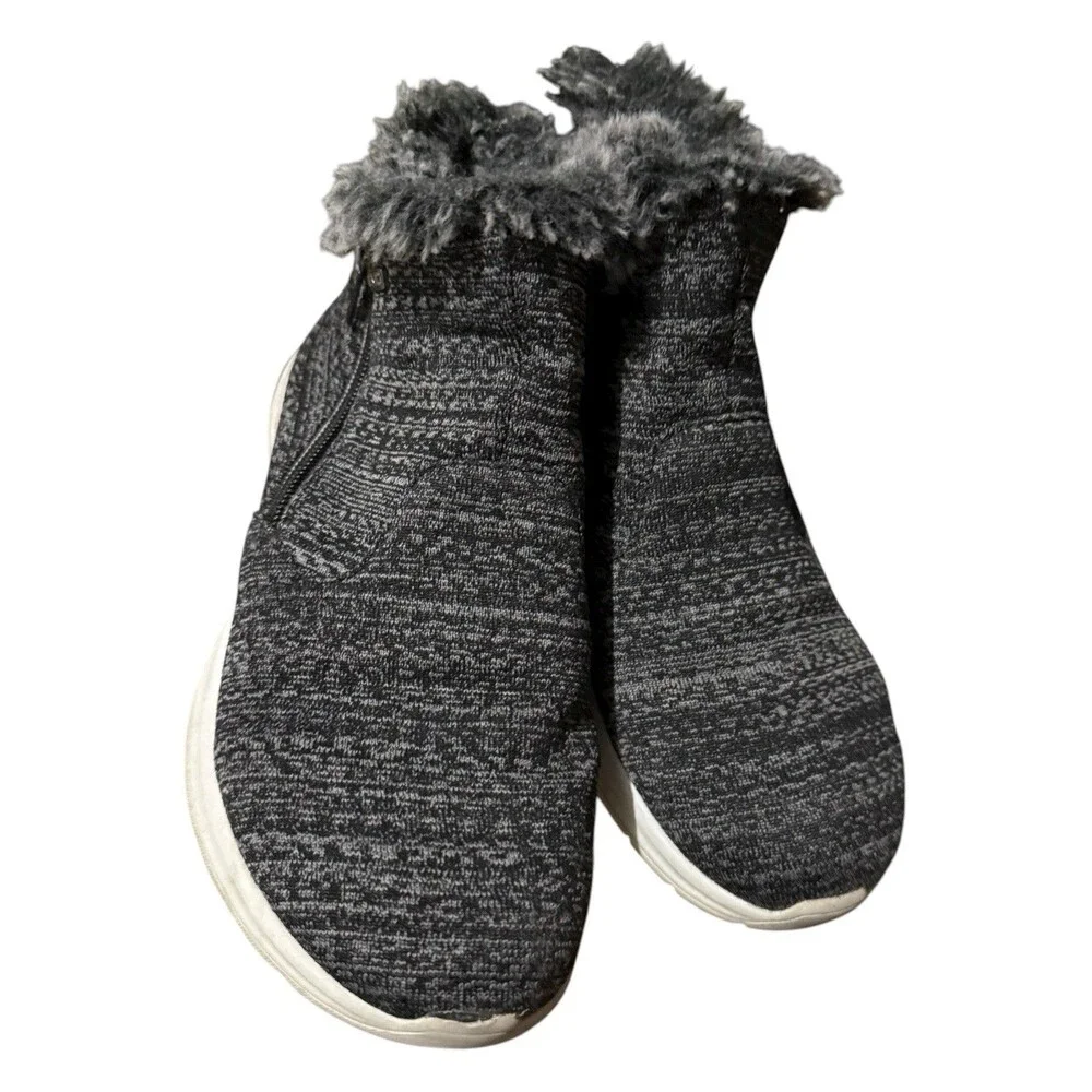 Telic Apres-Ski Recovery Comfort Boot Granite Gray SZ 8 Ankle High top Faux Fur